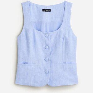 NWOT J. Crew Scoopneck Linen-Blend Blue Vest 6